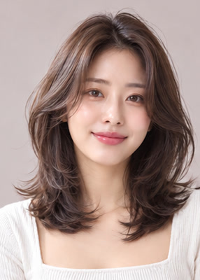 소프트 레이어드 여성 스타일 12컷 회전 프리뷰 정면