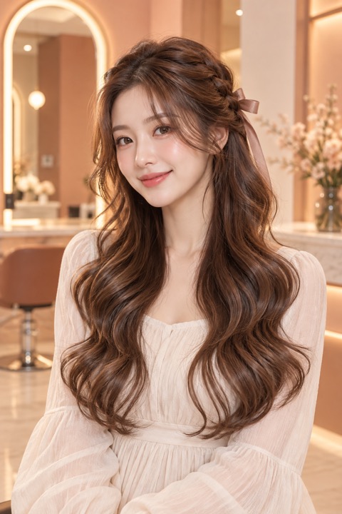 롱 레이어드 컷 스타일 참고 이미지